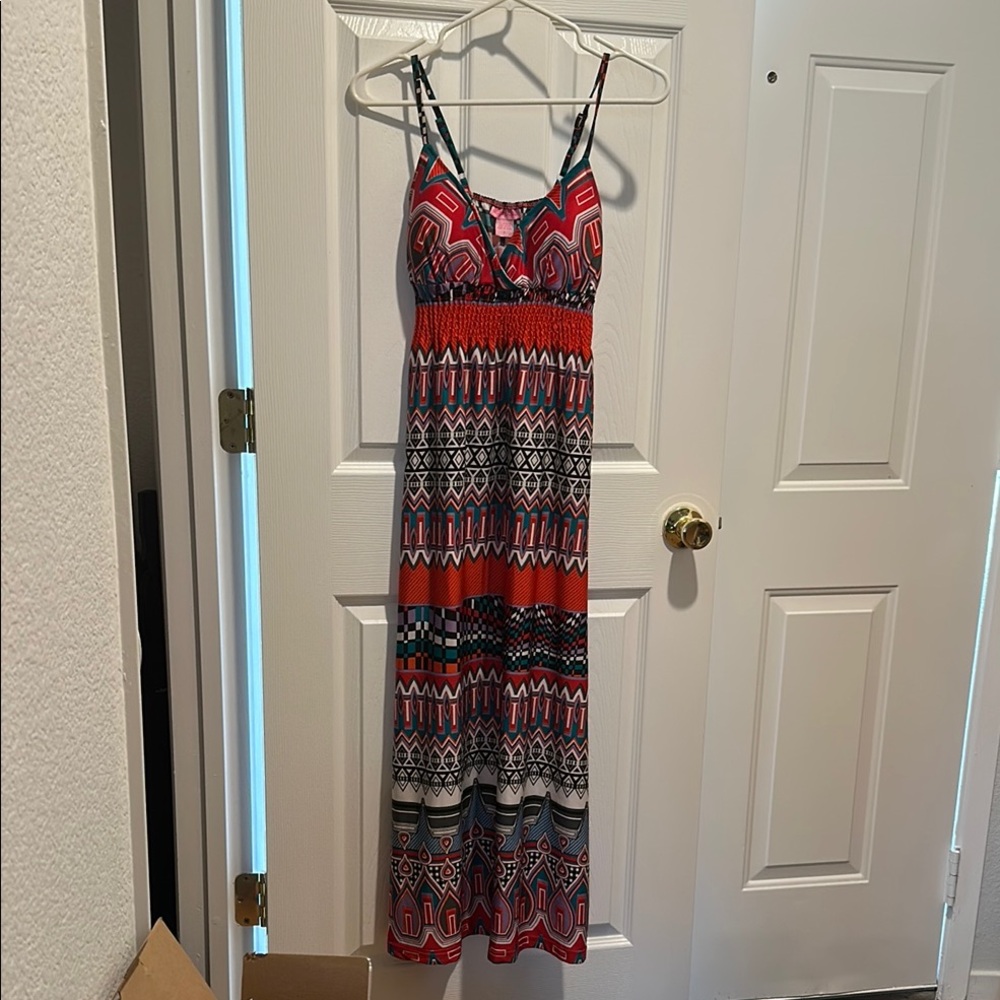 Multicolor Geometric Maxi Dress
